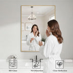 Koonmi Gold Mirrors for Wall, 26x38 Inch Bathroom Mirror, Rectangular Wall - Image 3