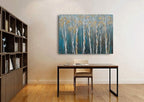 Yihui Arts Landscape Canvas Print Artwork: Teal Winter Forest Painting Wall Art - Image 8