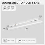 Homeforia Floating White Shelf 60 inches, High End Solid Real Wood 60inch Long - Image 2