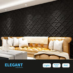 Art3d PVC 3D Wall Panel, Decorative Wall Tile in Black 12-Pack 19.7"x19.7" - Image 3