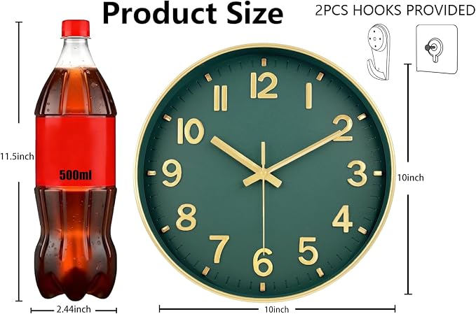 Modern Wall Clock, 10 Inch Digital Wall Clocks Battery Operated, Round Non - Image 3