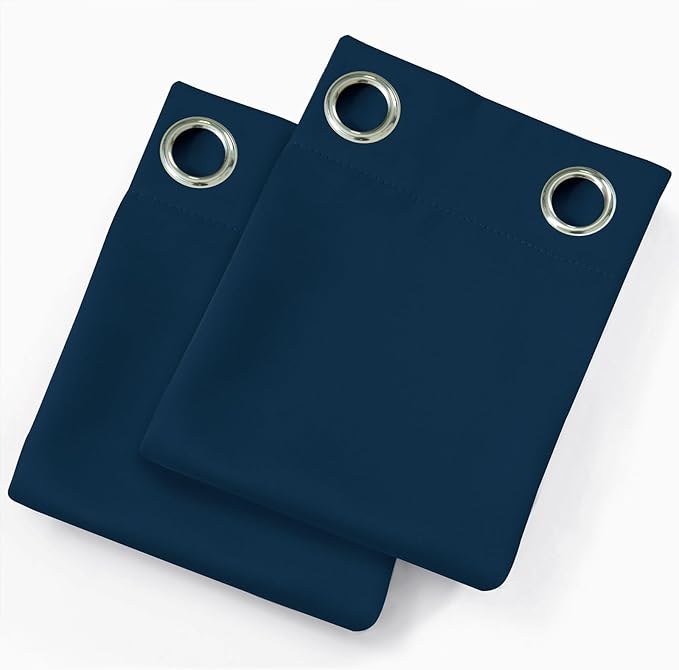 LEMOMO Blackout Curtains 52 x 90 Inch Long Navy Blue Curtains Set of 2 Panels - Image 9