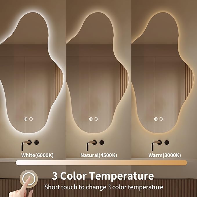 55″x31.5″ Modern Irregular LED Bathroom Mirror - Image 4