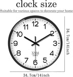 XNM Decorative Wall Clocks Battery Operated 14 Inch White Classic Wall Clock - Image 3