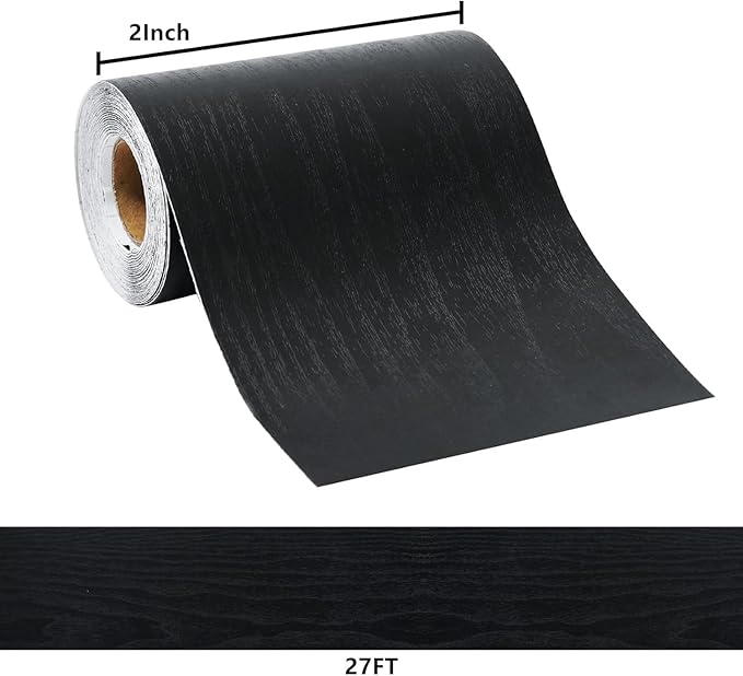 DESOMINOR 27FT Black Border Peel &Stick Black Wood Grain Wallpaper Border - Image 6