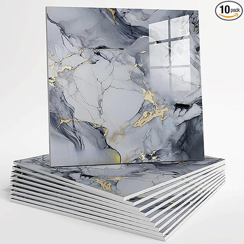 10pcs Peel and Stick Tile Shower Waterproof Marble Tiles Wall Panels, by Unknown