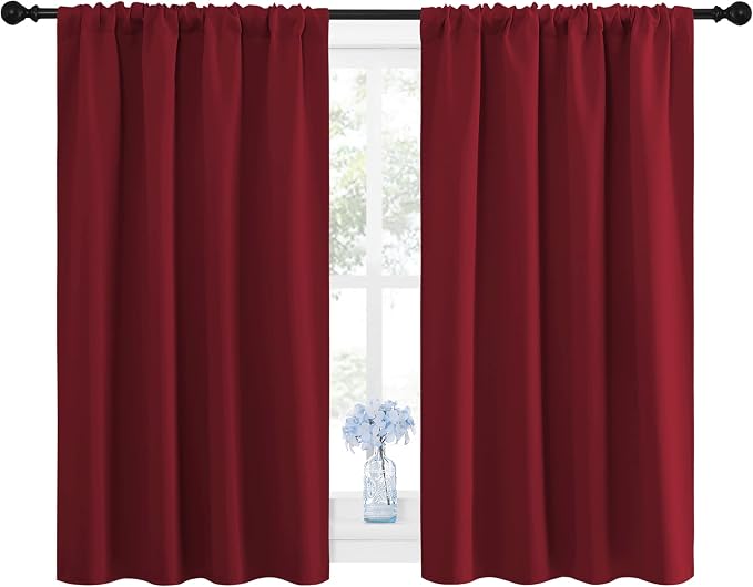 NICETOWN Burgundy Curtains Blackout Drape Panels - Image 2
