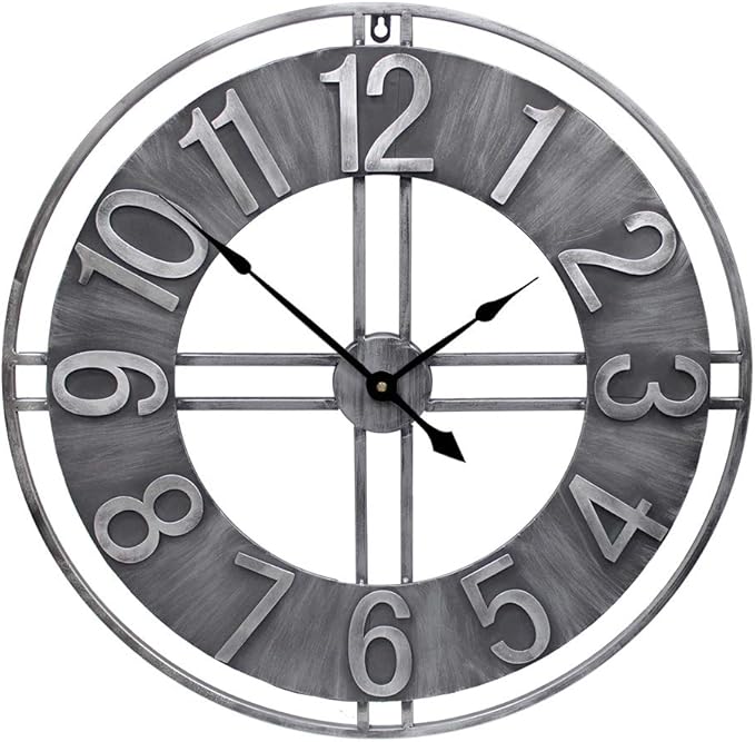 30 inch Large Wall Clock Decorative Solid Metal Retro Decor by YIDIE