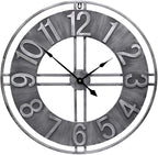 24 inch Large Wall Clock Decorative Metal Retro Oversized Clocks Decor by YIDIE