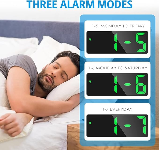 AMIR Alarm Clock, LED Clock for Bedroom, Electronic Desktop Clock - Image 5