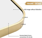 20x30 Inch Gold Bathroom Mirror, Brushed Gold Metal Framed Rectangular Mirror - Image 4