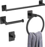 KLJKPA Matte Black Bathroom Accessories Set, 4 Pieces Bathroom Hardware Set by KLJKPA