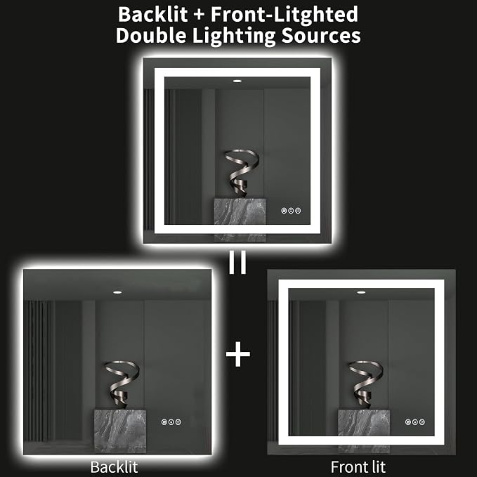 LOAAO 40"X38" LED Bathroom Mirror - Image 6