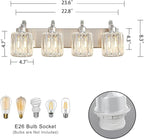 4 Lights Brushed Nickel Vanity Light Crystal Wall Light Bathroom Light Fixtures - Image 5