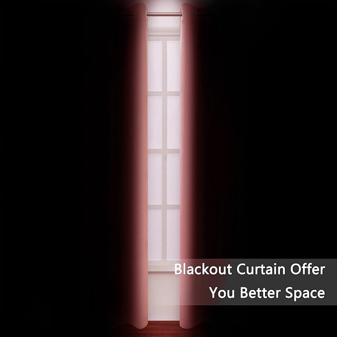 LEMOMO Blackout Curtains 52 x 84 inch/Coral Curtains Set of 2 Panels/Thermal - Image 3