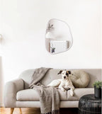 Irregular Wall Mirror Asymmetrical White Mirror Modern Wood Frame Unique Shape - Image 3