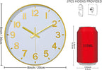Gold Wall Clock, 8 Inch Wall Clocks Battery Operated, Round Modern Non Ticking - Image 3