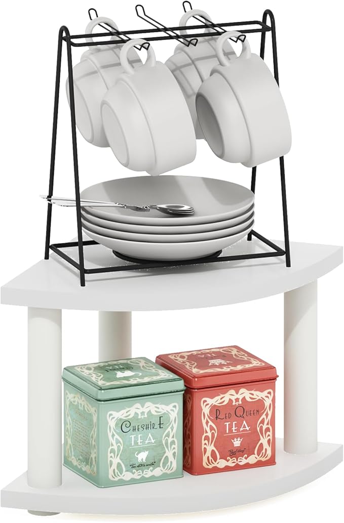 Furinno Turn-N-Tube Kitchen Countertop Organizer, 2-Tier Corner Countertop by Furinno-FitsYourSpaceFitsYourBudget