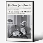 Vintage Newspaper Black Framed Wall Art Trendy Black and White Aesthetic by FuSatisYilife