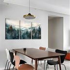 AKWISH Framed Green Forest Canvas Wall Art Set of 3, Boho Misty Watercolor Pine - Image 2