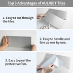 AULIGET 2-Piece Brushed Metal Peel and Stick Backsplash Tile, Laundry Room - Image 8