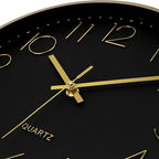 Foxtop Black Gold Wall Clock 12 Inch Silent Non-Ticking Battery Operated Round - Image 9