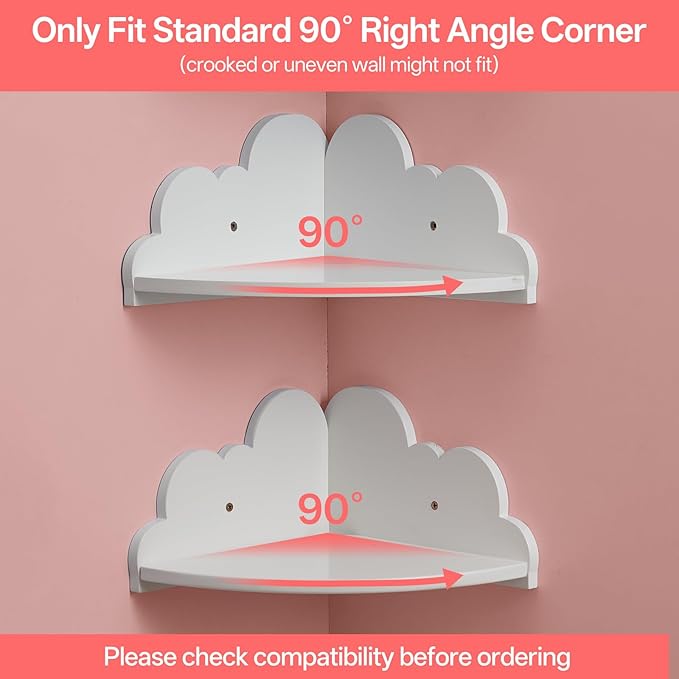 Cloud Corner Floating Shelves，Set of 3 White Corner Wall Shelf Floating Wooden - Image 6