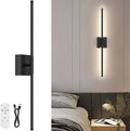Battery Operated Wall Sconce, 3000K-6000K Dimmable Black Wall Lights by JZEKVN