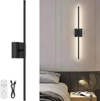 Battery Operated Wall Sconce, 3000K-6000K Dimmable Black Wall Lights by JZEKVN