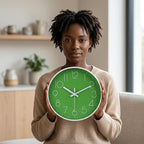 jomparis Modern Office Green Decor Wall Clock 12" Silent & Non-Ticking Battery - Image 5