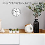 Black Wall Clock, 8 Inch Wall Clocks Battery Operated, Round Modern Non Ticking - Image 2