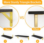 YGEOMER Floating Shelves for Wall, Different Sizes Black Wall Shelves for - Image 4