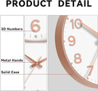 Roymnie Wall Clock, Silent Wall Clocks Battery Operated 8 Inch-Modern Non - Image 7