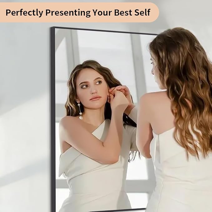 Koonmi Black Mirrors for Wall, 30x36 Inch Bathroom Mirror, Rectangular Wall - Image 9