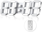 15" 3D LED Digital Wall Clock, Large Decor Wall Clock, Time/Date/Temperature by HOME