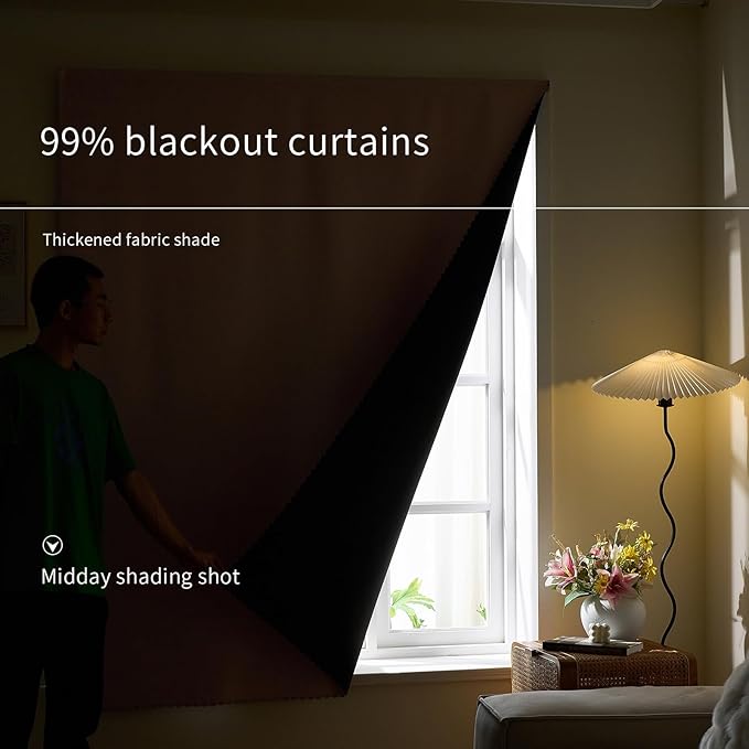 AJAZZ 100% Blackout Self Adhesive Curtains Small Window Short Temporary - Image 2