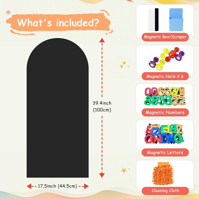 Magnetic Wall Decal for Kids 39.3x17.5 Inches Black Magnetic Wall Decal Arch - Image 2