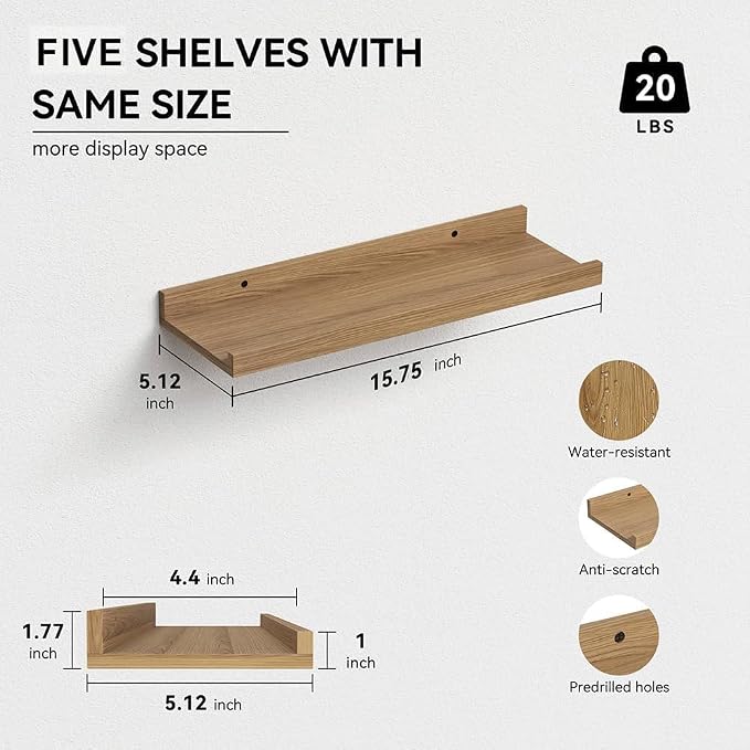 RICHER HOUSE 5 Set Floating Shelves - Image 3