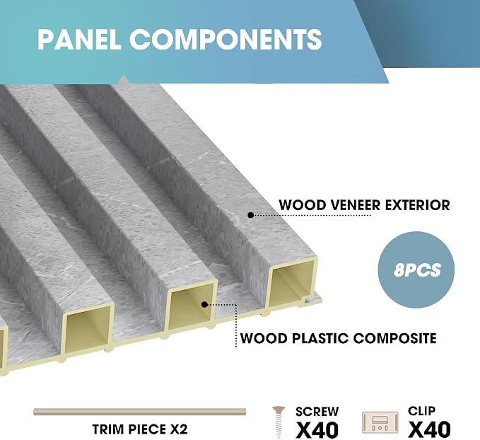 OUZUGIE WPC Acoustic Slat Wall Paneling, Living Room, TV Background, Study Room - Image 4