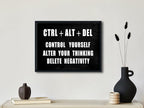 Pyradecor Black Framed Canvas Wall Art Motivational CTRL+ALT+DEL Classroom - Image 4