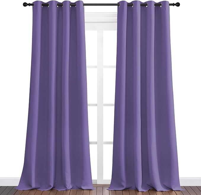 NICETOWN Lilac Purple Blackout Curtains 108" Long, 2 Pieces - Image 2