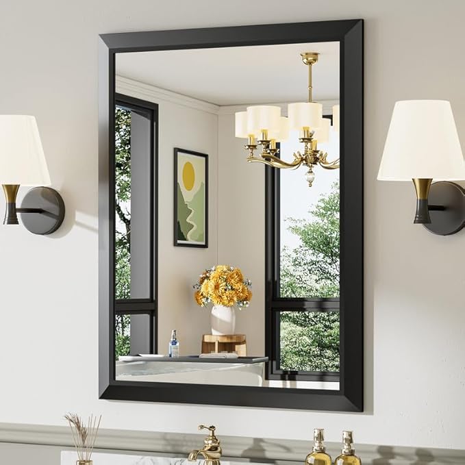 Briivue 28x36 Inch Black Bathroom Mirror by Briivuemodernmirrors