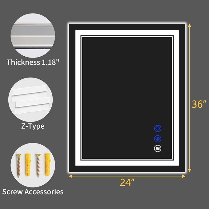 36"x24" LED Bathroom Mirror - Image 9