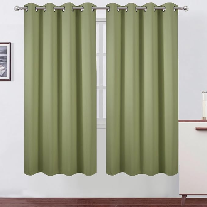 LEMOMO Sage Green Thermal Blackout Curtains/52 x 72 Inch/Set of 2 Panels Room by Lemomo