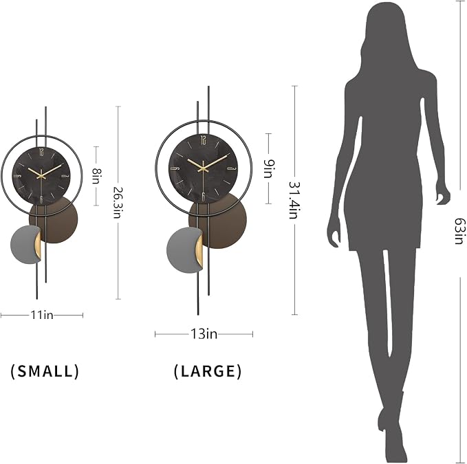 Modern Wall Clock for Living Room, Large Black Decorative Wall Clock - Image 3