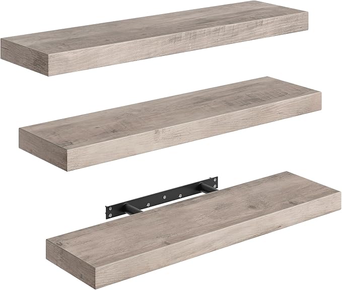 RALGEND Floating Shelves for Wall, 1.5" Thick Wall Shelf Set of 3 by RALGEND