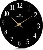 Lafocuse 12 Inch Wooden Black Wall Clock Battery Operated Silent Non-Ticking - Image 5