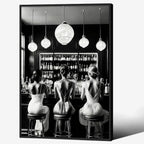 Vintage Black and White Black Framed Wall Art Trendy Women Drink Cocktail by FuSatisYilife