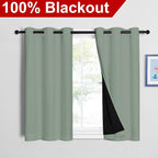 NICETOWN Greyish Green 100% Blackout Curtains 45 inches Long, 2 Thick Layers - Image 2