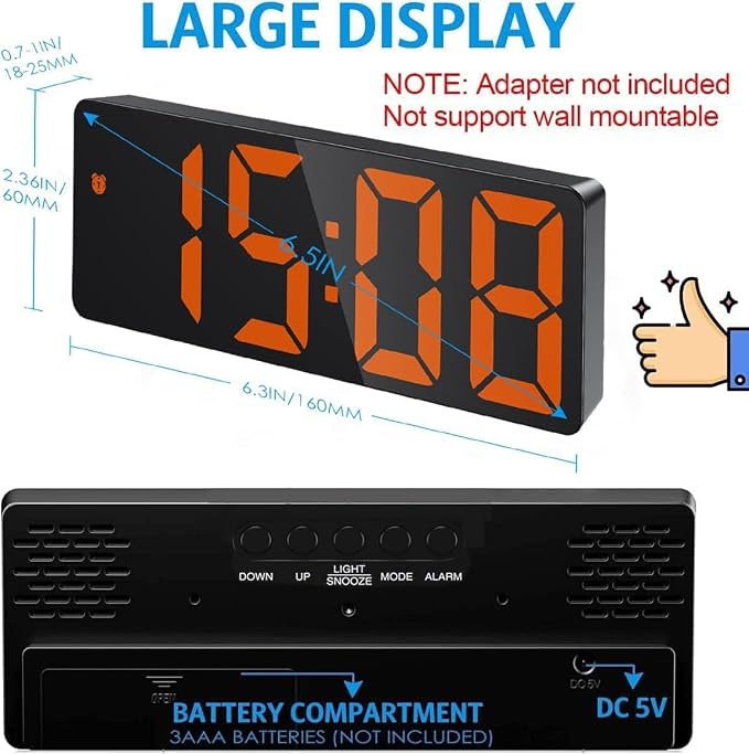 AMIR Digital Alarm Clock, LED Clock - Image 2